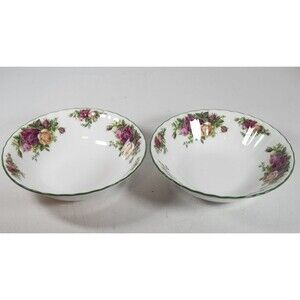 Royal Albert OCR Set Of 2 Micro Oatmeal Bowls Cereal Soup 6 1/4" Green Rim New